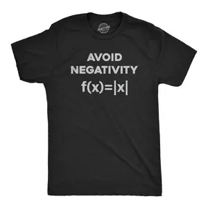 Mens Avoid Negativity T Shirt Funny Nerdy Math Formula Function Joke Tee for Guys Mens Funny T Shirts Cool Vintage Fashion T-Shirt Gift Classic Menswear Funny Nerd Short Sleeve Novelty Tees for Guys Black -