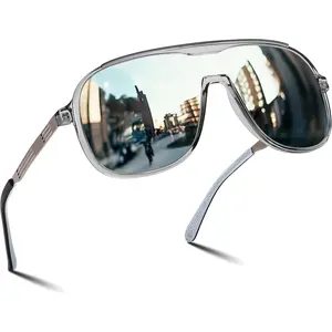 EyeconicFinds Polarized Sunglasses Men Mirrored One Piece Lens Shades Women Reflective UV Protection Sun Glasses B0277