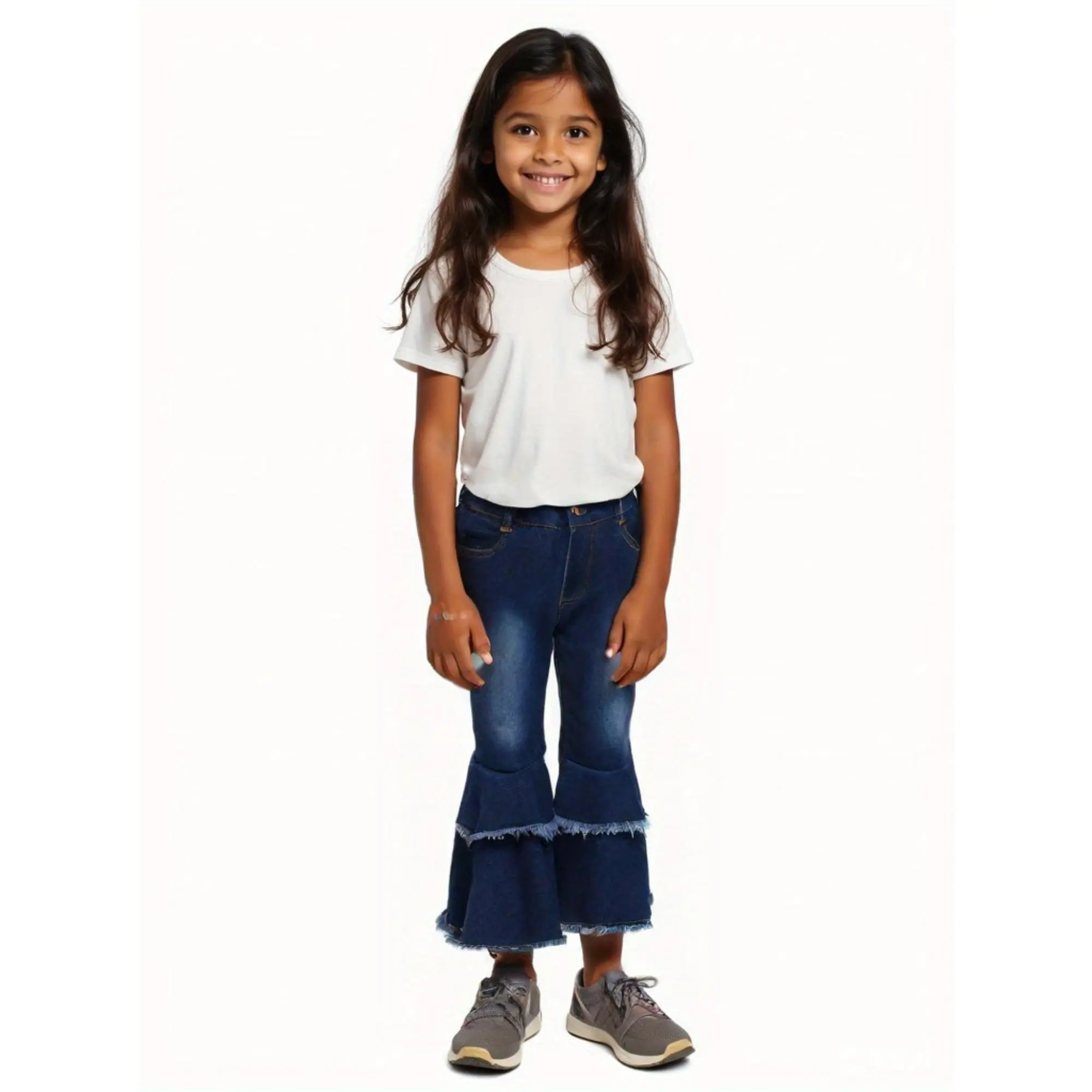 Baby Girls Bell-bottoms Long Pants Toddler Wide Leg Jeans High Waist Winter Flare Trousers Perfect for Outdoor 95% Cotton 5% Spandex Denim Solid Color Regular Fit