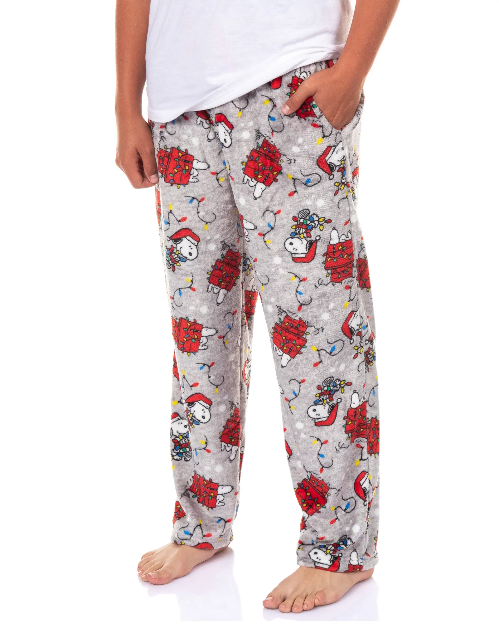Peanuts Pajamas Men's Snoopy Christmas Lights Lounge Pajama Pants