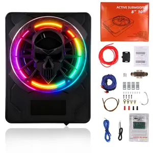 10" 1200W Ultra-thin Under Seat Powered Car Subwoofer,Color LED Ambient Light,DSP Noise Cancellation,Built-in Amplifier, Phase Control, Enhanced Bass Independent Control, RCA and High Level Inputs,Suitable for Truck/SUV/Jeep,SummerVibes fathersdaygift