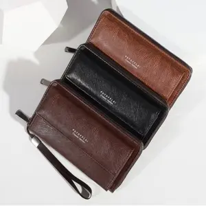 Fashion Zipper Long Wallet Large Capacity PU Clutch Bag Double Layer Multi Card Card Holder Student