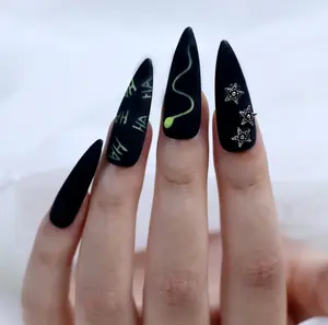 Halloween Neon Green & Matte Black Stiletto Nails - Bold, Edgy, and Rebellious
