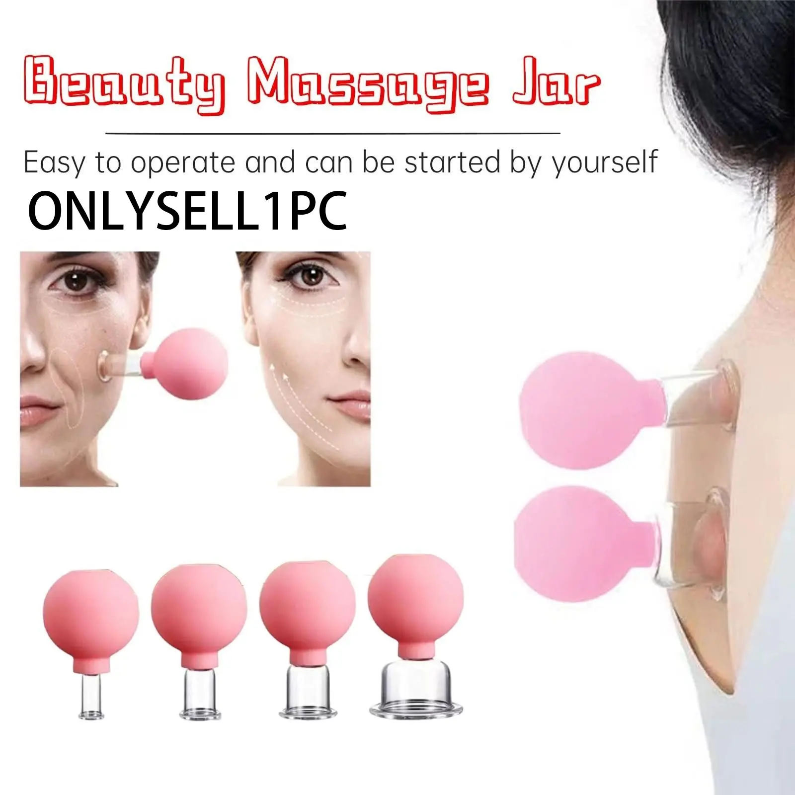 Facial Vacuum Cupping Set Silicone Glass Scraping Massage Tool, Vacuum Suction & Sealed Design, Eye Area Face Full Body Use, Easy To Operate, Body Care