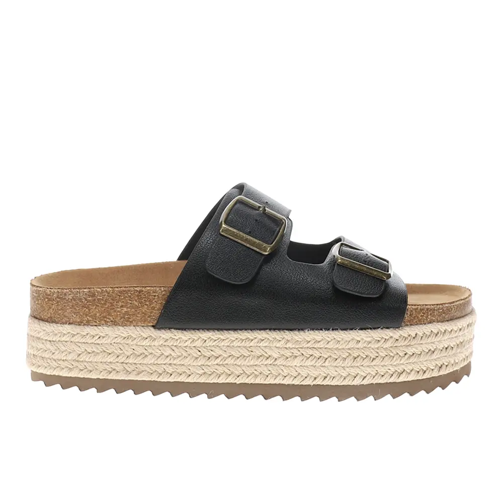 Corkys Womens No Filter Espadrille Platform Casual Sandals Casual Mid Heel 2-3" - Black