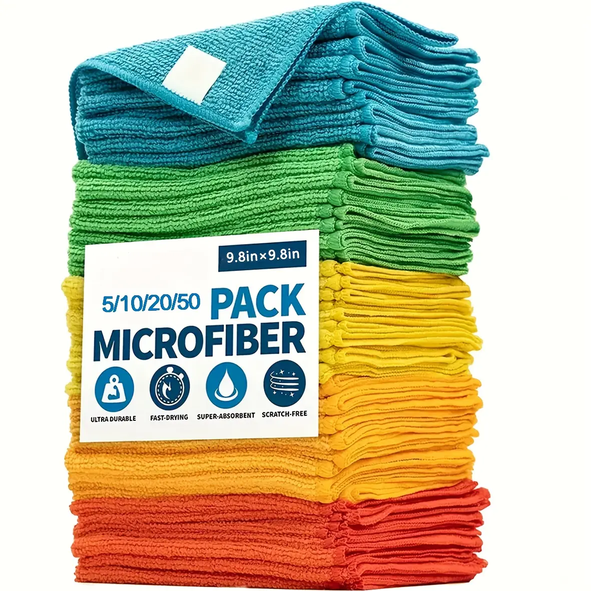 10/20 pack ultra-fine fiber cleaning cloth - super absorbent, 1200 washes, anti-streak mirror finish, durable and easy to clean, perfect for car washing, cleaning and household use. Car washing cloth |   Durable ultra-fine fiber |   Absorbent material