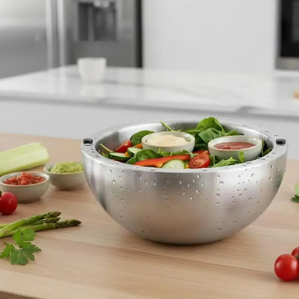 Game-Changer Insulated Serving Bowl - Water-Infused Design for Icy Cold or Toasty Warm Food - Durable Stainless Steel - Perfect for Keeping Dips Fresh & Soups Hot - Essential for Parties, Picnics & Family Dinners