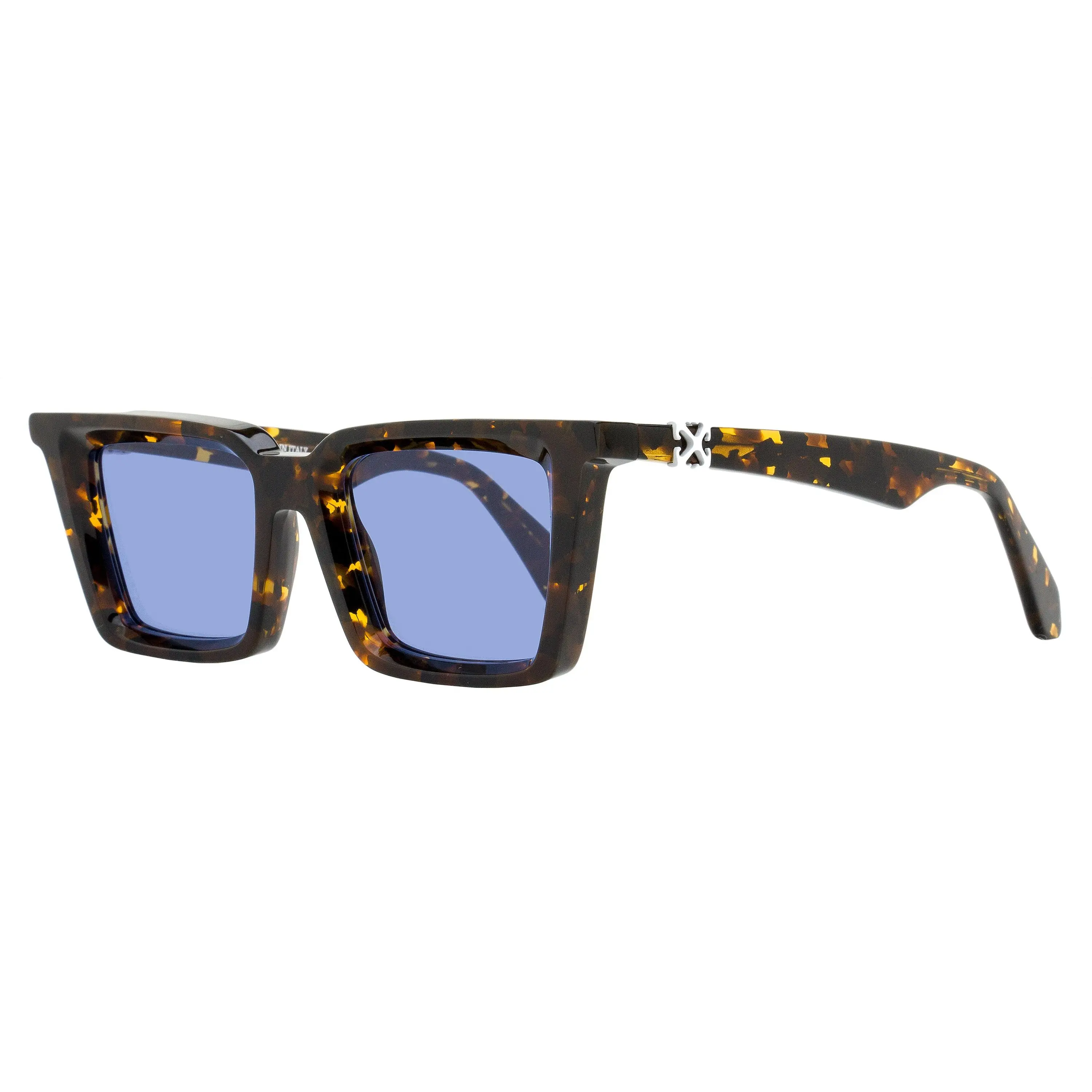 Off-White Dalton Unisex Rectangular Sunglasses in Havana Acetate with Small Arrow Plaques - Stylish Accessories with 100% UV Protection