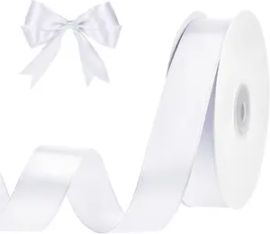 White Ribbon 1 Inch 50 Yards White Satin Ribbon for Crafts  Wrapping Bows Wedding Invitation Flower Bouquet Party Decorations