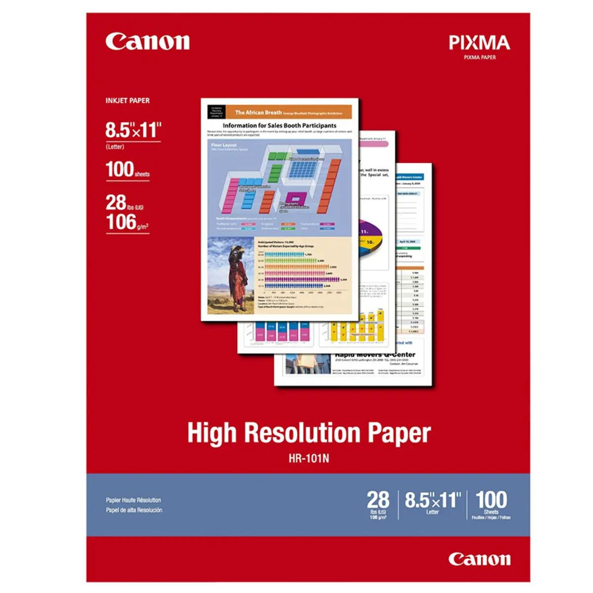 Canon HR-101 High Resolution Paper, Smooth, Bright White Matte Inkjet Paper, 8.5x11", 100 Sheets