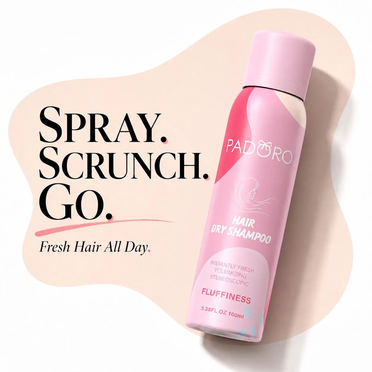 PADORO Dry Shampoo Spray Hair Refresh Volumizing Dry Shampoo No Wash Fresh Hair Lightweight Invisible Formula No White Residue Instant Oil Control for Greasy Hair Oily Scalp Quick Hair Refresh Flat Hair Volume Boost Second Day Hair Conditioner Haircare Cl