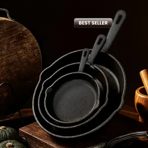 【New Year Deal】Utopia Kitchen 3-Piece Black Cast Iron Skillet Set - Pre-Seasoned Frying Pans 6", 8", 10" - Oven, Stove, Grill, Campfire Safe - Easy to Use Cookware