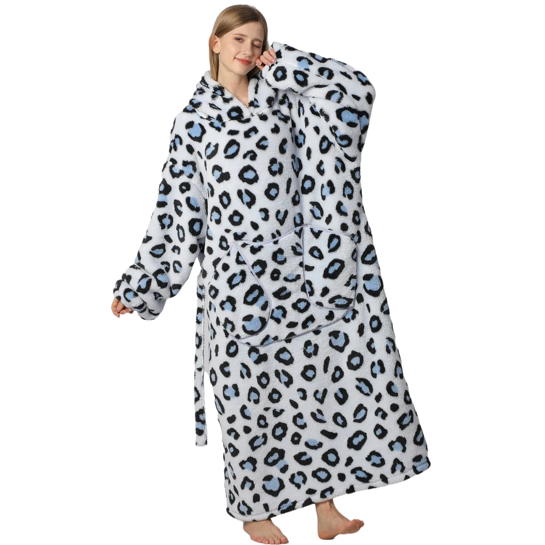 Msrlassn Cute Cartoon Pattern Hooded Blanket as Birthday Gifts for Mom Women Girlfriend Men, Halloween Oversized Wearable Hooded Sweatshirt Pullover, Large Warm and Cozy Loungewear Womenswear Large Pocket Pajamas