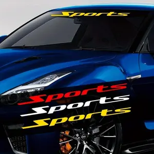 SPORTS front and rear windshield decals, reflective sunshade decals with lettering, racing decals