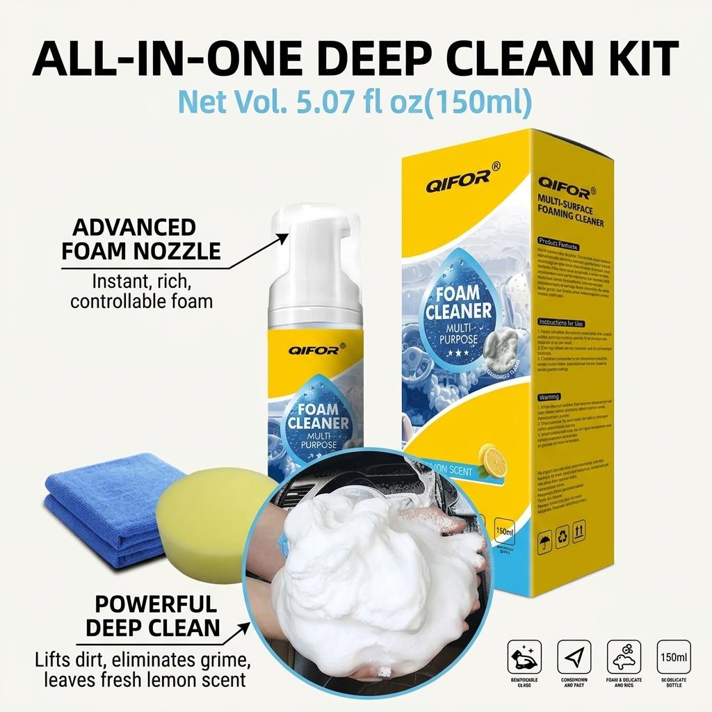 The Ultimate 4-in-1 Cleaning Powerhouse!  QIFOR Multi-Enzyme Foam Spray – The Only Cleaner You Need for Cars, Kitchens, Bathrooms, and Sofas. Fast-Acting, Non-Toxic, 2026’s #1 Viral Deep Cleaning Essential., Fast-Action, Multi-Surface #SummerVibes,summerv