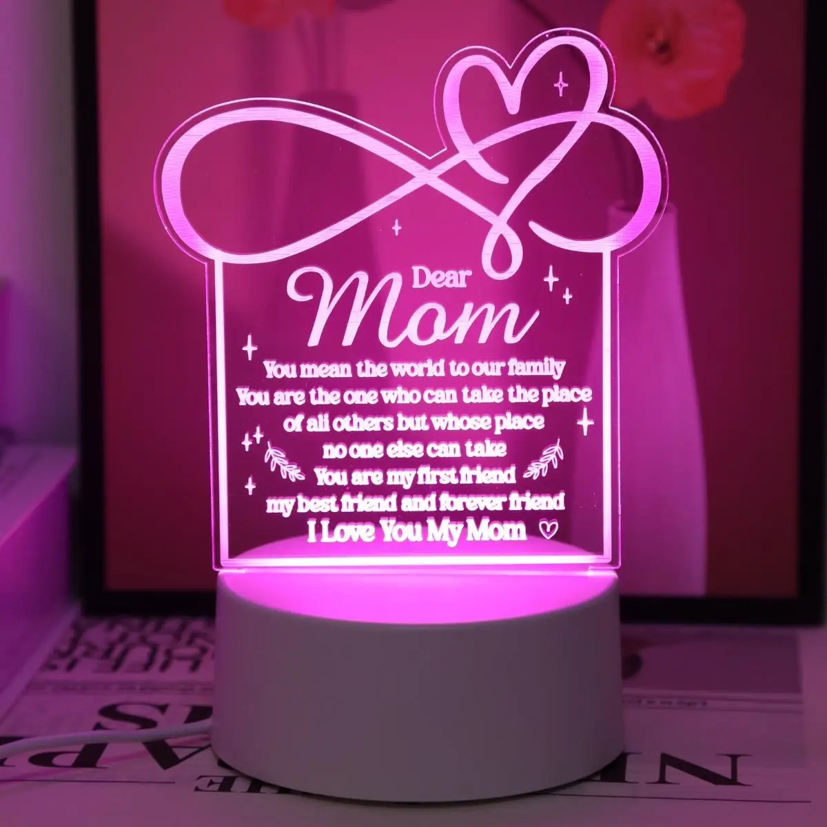 To My Mom Letter Pattern Night Light, USB Powered Desktop Decorative Light, Creative Gift for Mom, Birthday Gift, Mother's Day Gift