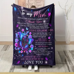 A Letter Blanket for Mom, Birthday Gift from Mom, Dear Mom Mother's Day Blanket, Super Soft Flannel Blanket Best Mother Christmas Valentine's Day Gift Blanket Comfortable Soft Flannel Printed Blanket Travel Blanket Bed Sofa Chair