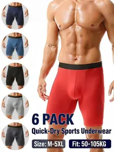 6 Pack Men's Long Leg Boxer Briefs M-5xl, No Chafing and Breathable Sport Athletic Workout Underwear, Quick Dry for Gym & Daily Use