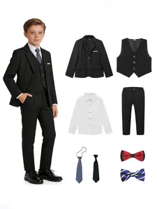 Boys 8-Piece Formal Slim-Fit Suit Set Classic Sets Clothes Kids (Blazer + Vest + Shirt + Pants + 2 Bow Ties + 2 Neckties) | Perfect Gift for Toddlers, Kids, Teens & Young Adults | Ideal for Weddings, Graduations, Church Events & School - 19133