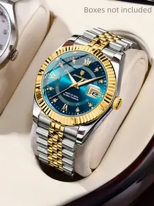 POEDAGAR casual and fashionable men's watch, waterproof night light alarm clock, Luminous Waterproof Watch, date and week display multifunctional quartz watch, essential for holiday and birthday gifts