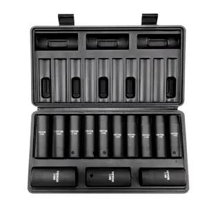 【Summervibes】VEVOR 1/2" Drive Impact Socket Set, 13 Piece Deep Socket Set Metric 10-24mm, 6 Point CR-V Alloy Steel for Auto Repair, Easy-to-Read Size Markings, Rugged Construction, Includes Storage Case