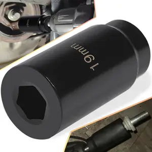 For  19mm Heavy-Duty Harmonic Balancer Socket 77080 | 3X Torque Impact Tool for Compact Engines, 89mm OAL 1/2" Drive, 6-Point Alloy Steel Crank Bolt Remover