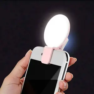 Portable Mini Selfie Light, LED Fill Light, Clip-On Fill Light, Phone Selfie Light, Selfie Video Light, Cell Phone Light, USB-Rechargeable Mirror Light, Beauty Ring Light for Phones and Computers, Ideal for Makeup, Zoom Meetings, Live Streaming, Vlogg