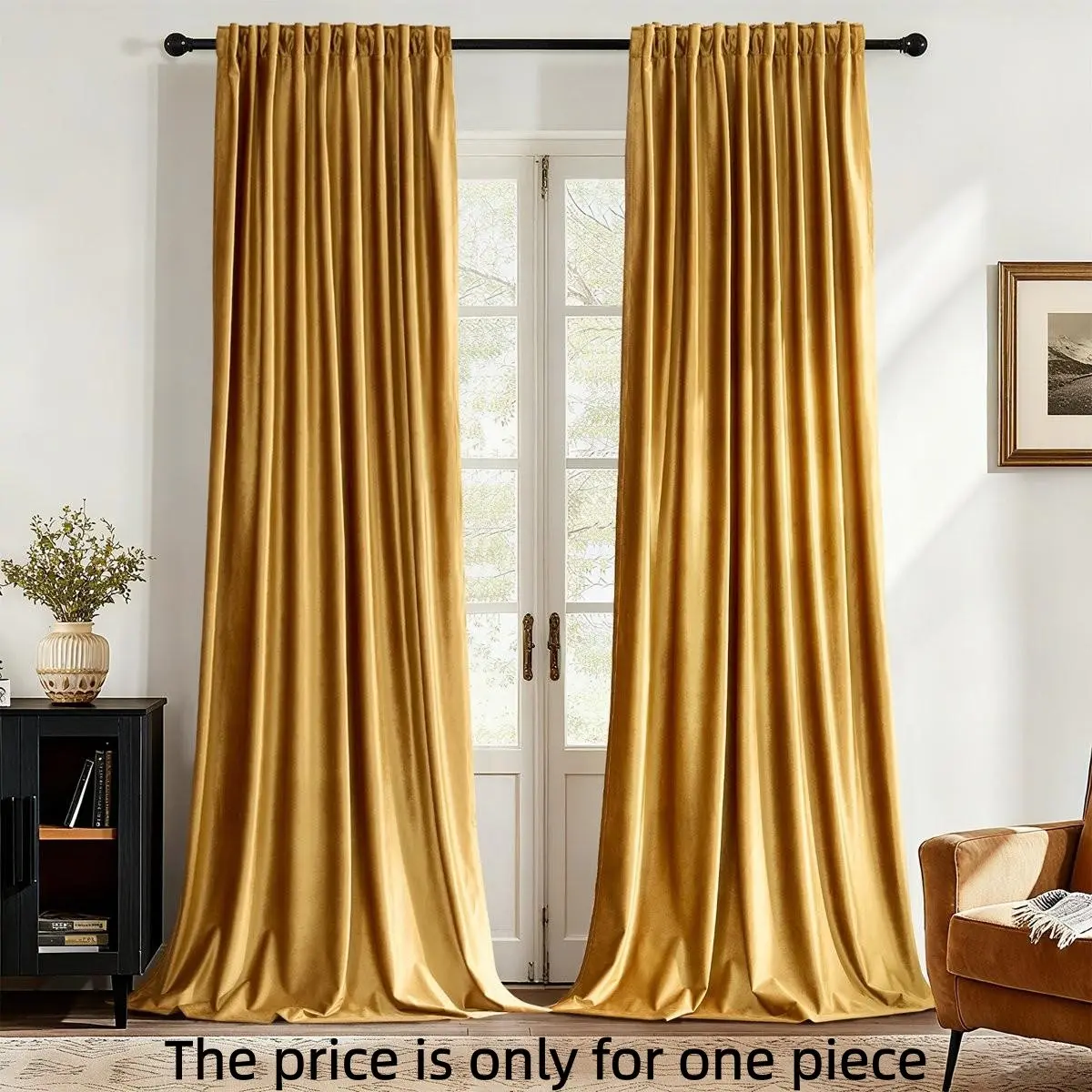 1PC Thick Windproof Velvet Window Curtain, Stylish and Elegant, Sound Insulation and Light Blocking, Ideal for Living Room and Bedroom, Perforated Processing, Light Blocking Curtains