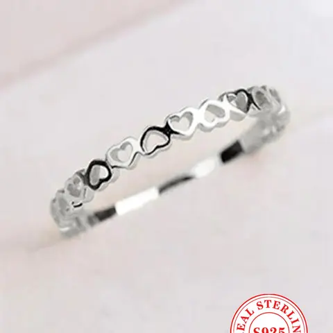 S925 Sterling Silver Heart Decor Ring, Fashion Accessories for Women & Girls, Trendy All-match & Exquisite Jewelry for Birthday Gift, Heart Shaped Ring, Heart Design Ring, Beautiful Rings