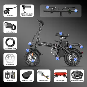 ASKMY E14 Replacement Parts & Accessories – Battery, Motor, Tires, Brake Lever, Throttle, Pedals & Seat, Spare Parts Kit for Folding E‑Bike