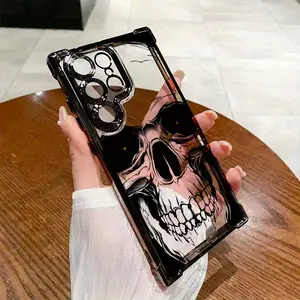Horror Bone Skull Phone Case for Samsung Galaxy S25 S24 S23 S22 S21 Fe Ultra Plus 4g 32g, Anti-Drop Shockproof Transparent Soft Protective Back Cover Casing Protection Accessories Smartphone Cellphone Protector Phone Accessory Compatible