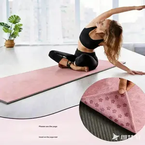 Non-Slip Yoga Mat Pad, 72"x24" Microfiber Sweat Absorbent, Paw Print Design, Ultimate Grip & Comfort for Yoga Practice, Yoga Sports Mat