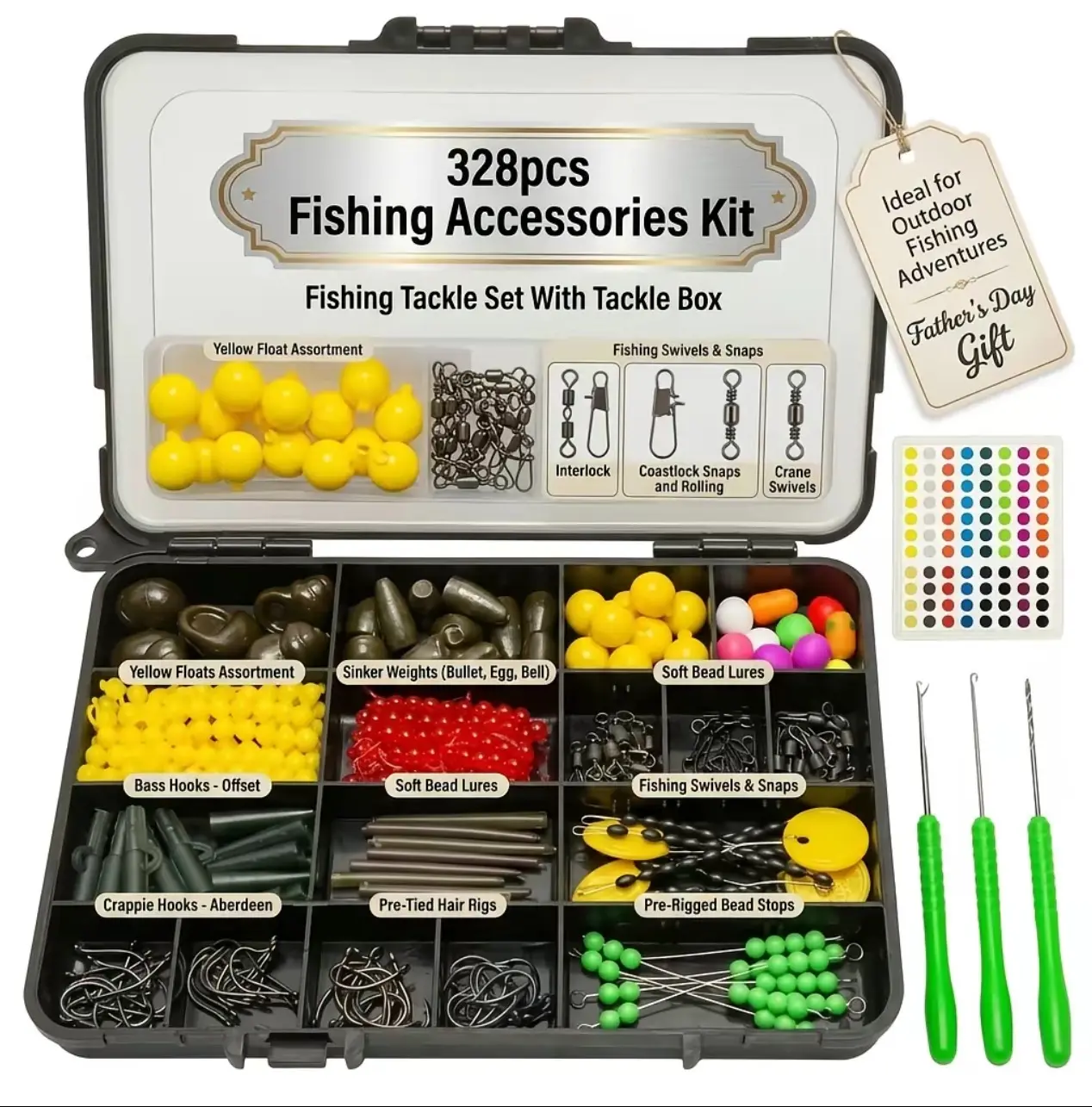 328pcs Fishing Accessories Kit,Outdoor Fishing Supplies, Fishing Tackle Box withLures, Hooks, Weights, Sinkers & Spinner Blades,Tackle Organizer Gear Set for Bass & Trout,Complete Fishing Kit, Tackle Kits