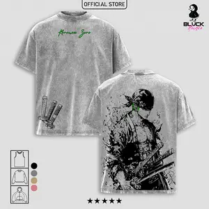 Zoro Three Sword T-Shirt, Tanktop, Sweatshirt and Hoodie Washed Menswear Top Heavy Cotton Underwear Double Printed Vintage Washed Tee Oversize Unisex Anime Manga Streetwear Retro Graphic Gift for Men and Women