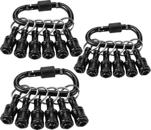 Upgrade 18 count Bit Holder With Black Carabiner 1/4 inch Hex Shank Aluminum Alloy  Bits Holder Light-weight Quick-change Extension Bar  Drill Screw Adapter Change Portable ToolQuesear