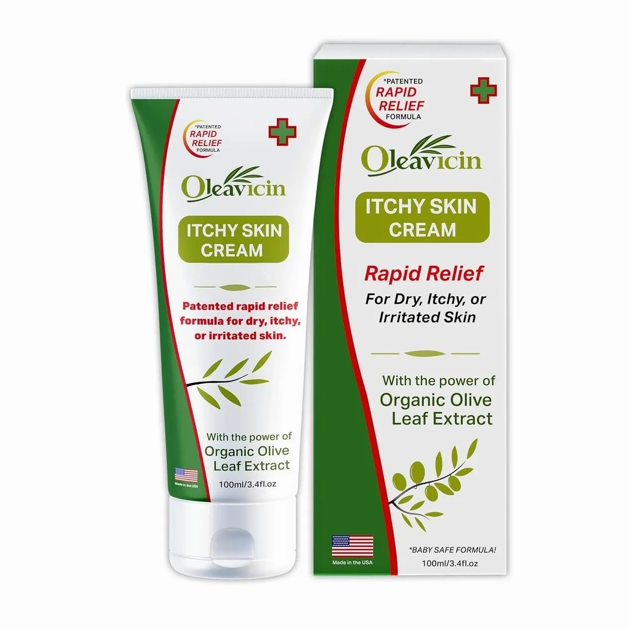 Oleavicin Organic Extra Strength Anti-Itch Cream for Dry, Itchy Skin Relief Natural Fungal & Rash Treatment with Olive Leaf Extract Fast-Acting, Long-Lasting Relief