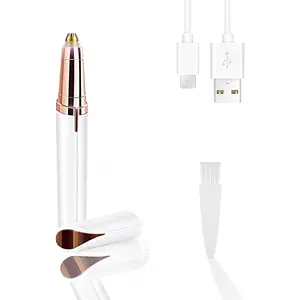 USB Rechargeable Portable Electric Eyebrow Trimmer Pen for wemen,Eyebrow Hair Remover for face Fingers Legs Mouth, Safe Eyebrow Shaver Razor Tool Painless Precision(White)