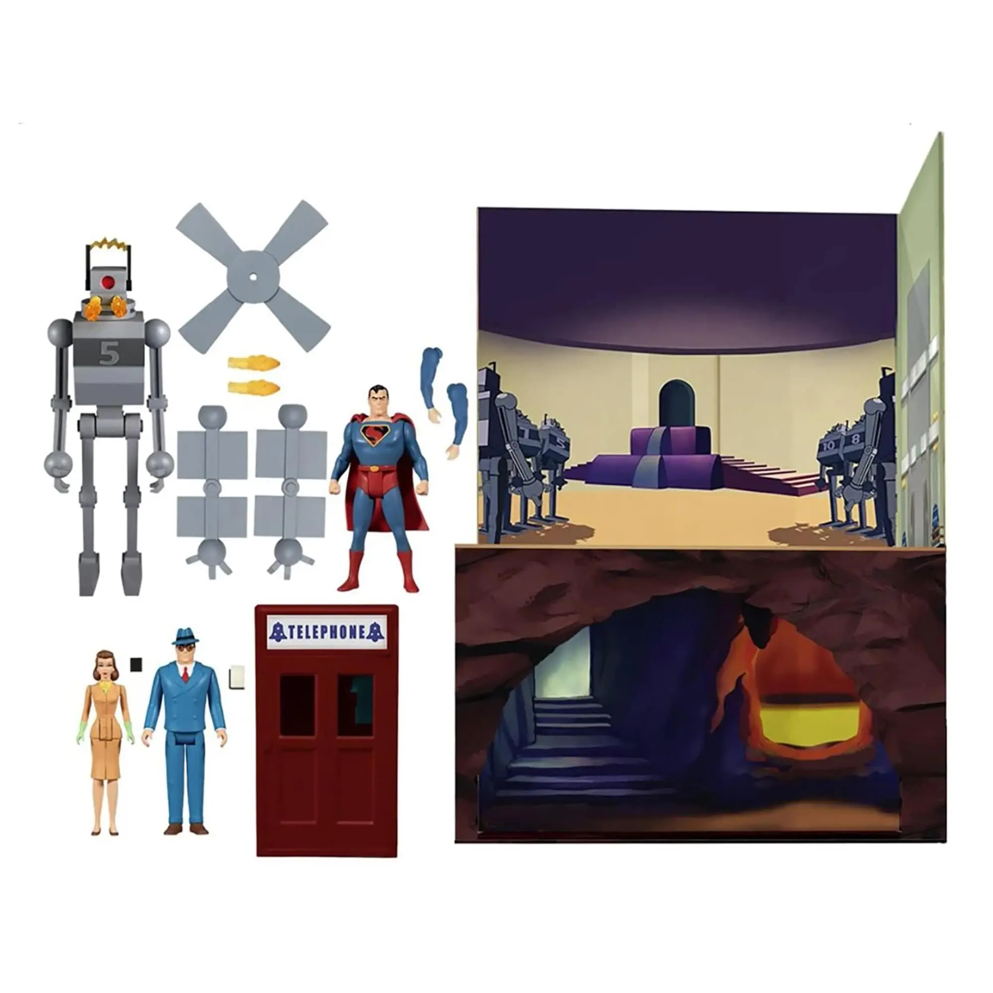 DC Comics 5 Points Superman The Mechanical Monsters (1941) Deluxe Collectible Figurines Boxed Set, Action Figures Set, Boxed Model Figurine, Character Toy Action Figures