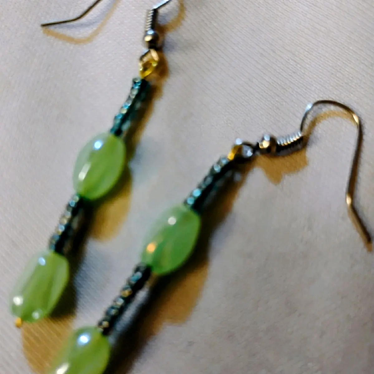 Handmade Green Beaded Earrings  - Fashion Accessory