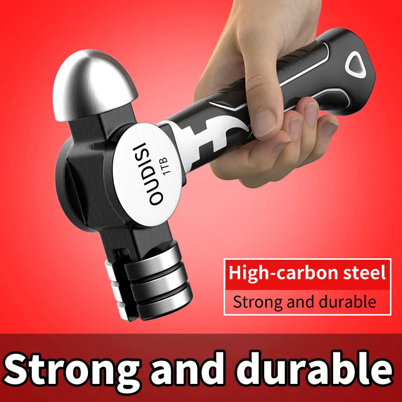 OUDISI Industrial-Grade Carbon Steel Multi-Function Mini Hammer Set - Portable Manual Hand Tool with Multi-Heads, Shock-Absorbing Short Handle, Ideal for Woodworkers, Household Use, Manual Tool