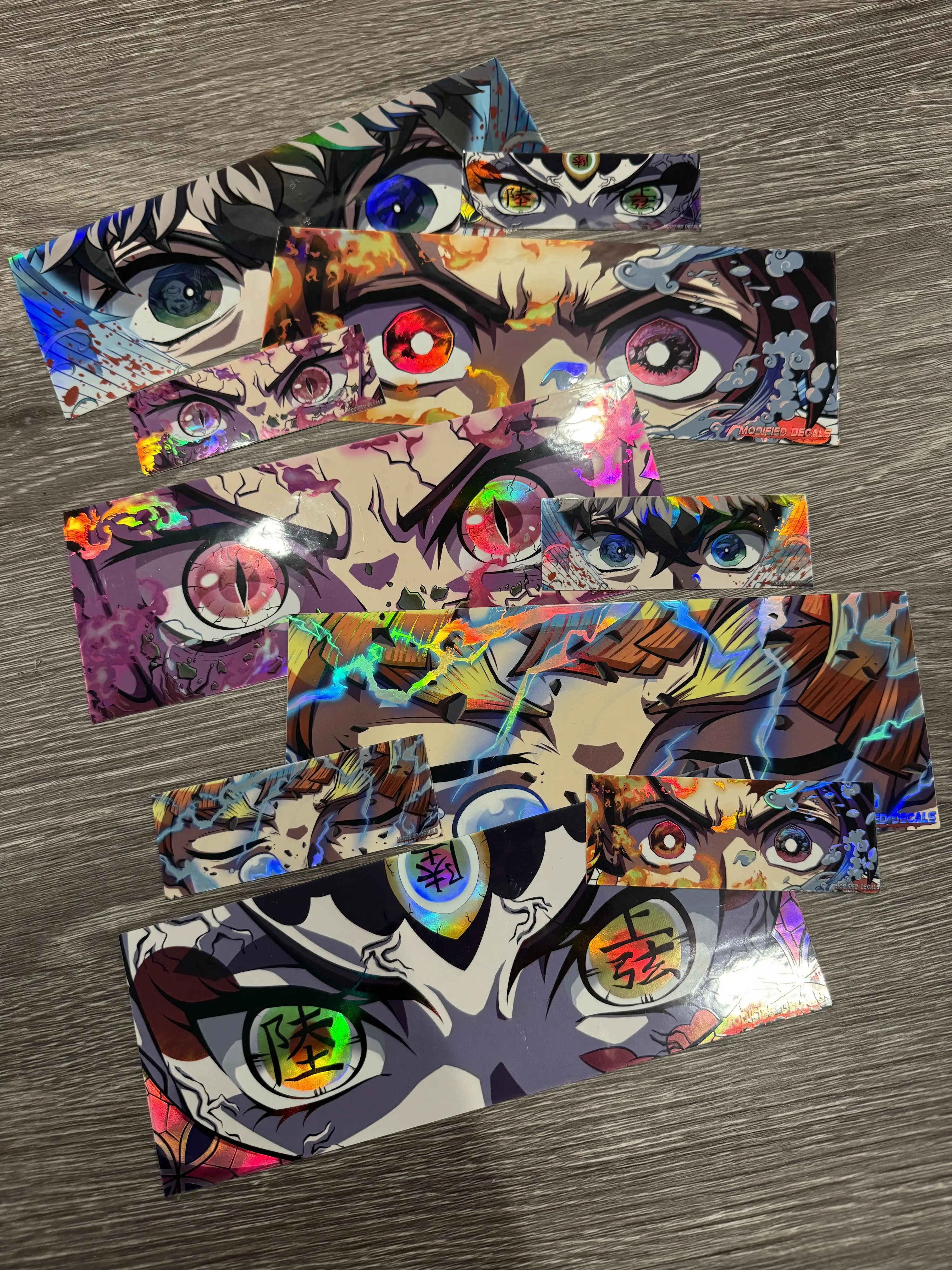 Demon Slayer Holographic Eye Slap Bundle (5 Large slaps + 5 Mini Slaps) Car Sticker Decal Stickers Exactly In Picture