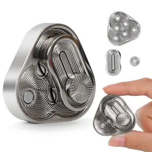 Fidget Toys Adults, EDC Toys Triangle Rotation Metal Fidget Toys Fidget Toys Adults for Stress and Anxiety Relief, Triangle Magnetic Fidget Slider(Silver)