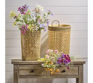 15-17" Bamboo Rattan Wall Basket By Valerie