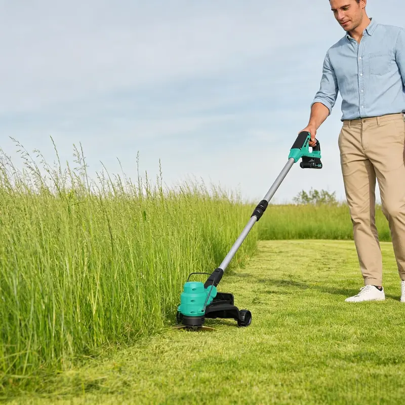 20V Wireless 2-in-1 String Trimmer-Edger (3262c, Black-Lake Blue), 12-in, 6500 RPM, Wheels, Automatic Line Feed System, 2x2.0Ah Batteries, 60-Min Fast Charger, 8 Spool Lines, 180° Adjustment, Ergo Handle, 45° Pivoting Head, Lawn-Garden Weed Control Tool