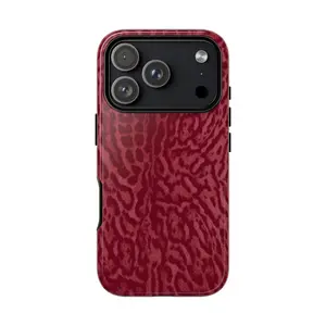 Burgundy Leopard Print Tough Phone Case, Stylish Protective Cover Hard Case Tough 2-piece Phone Case For iPhone 17 16 15 14 13 12 11 X Mini Pro Max