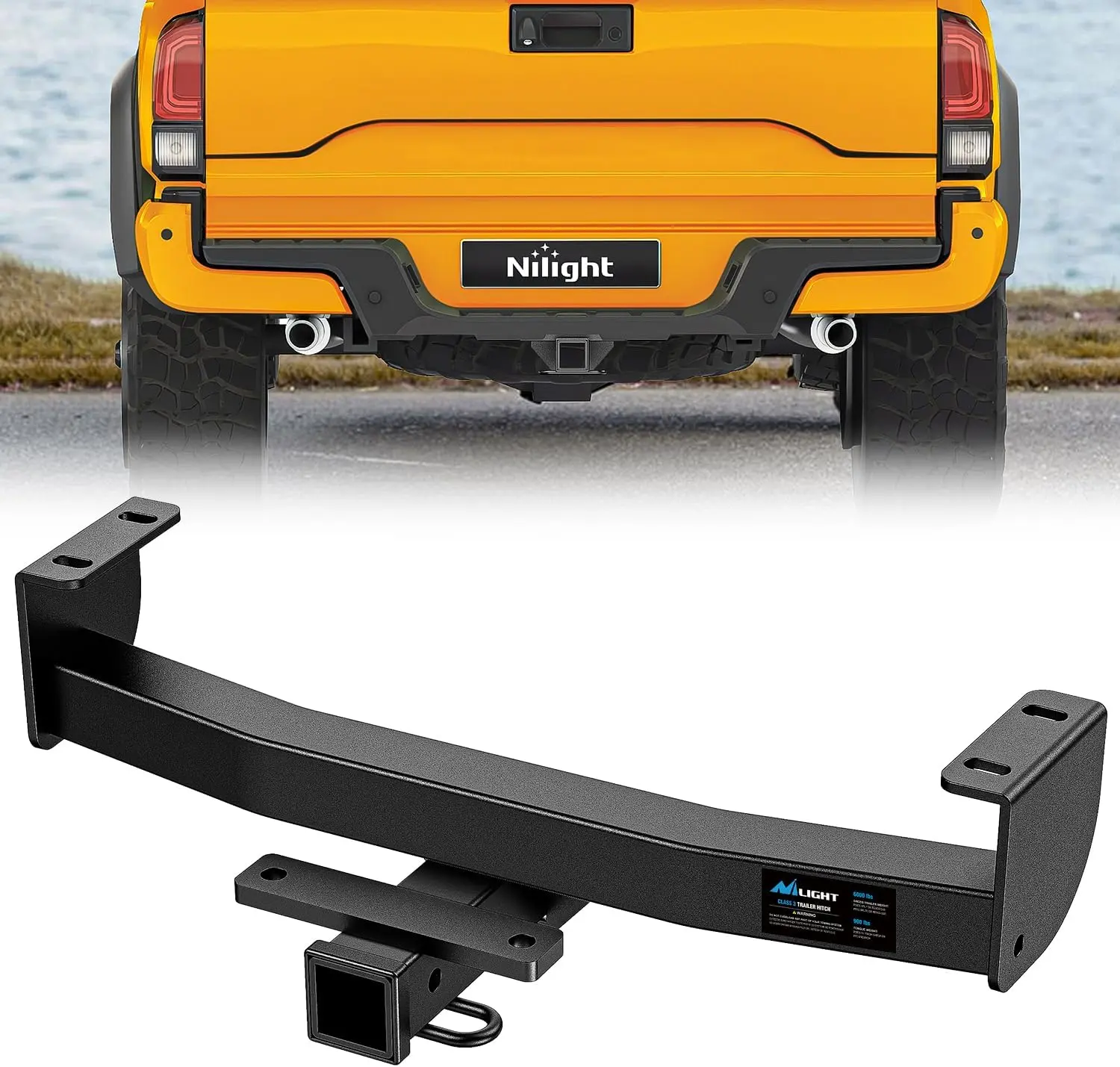 Nilight Class 3 Bolt-On Trailer Hitch - 2 Inch Receiver Tow Hitch, Black Powder Coated, Compatible with Toyota Tacoma 2016-2023, Car Accessories, Accessories for Car