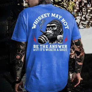 Whiskey May Not Be The Answer But It's Worth A Shot Monkey T-shirt