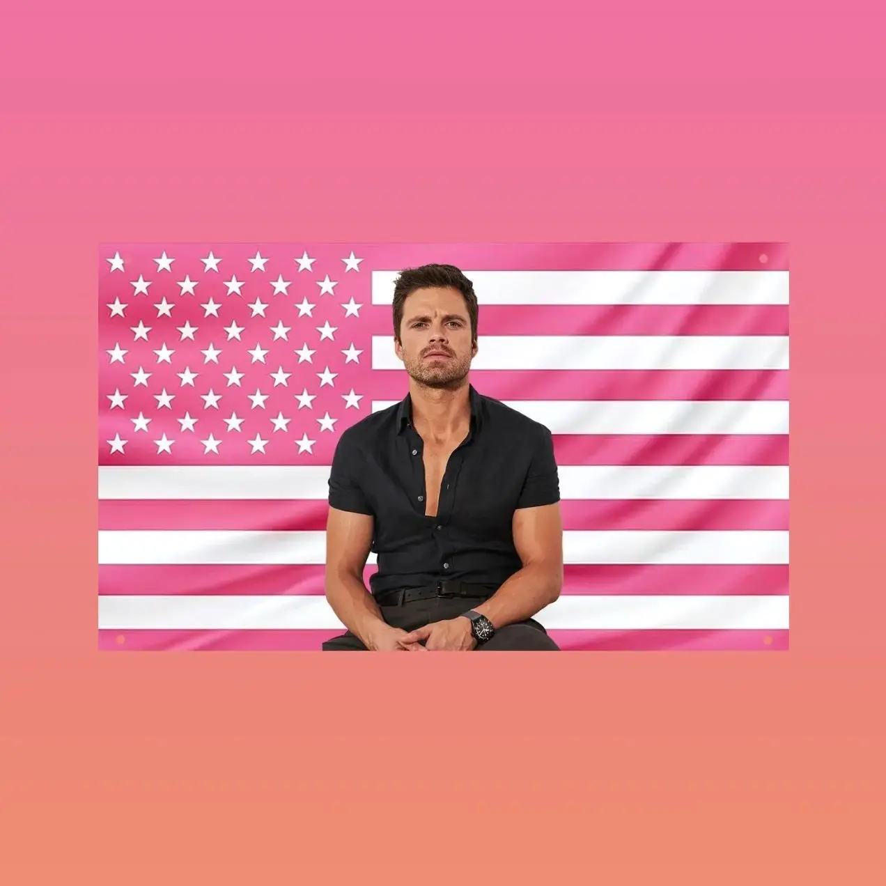 Bucky Barnes Pink US Flag | Winter Soldier Marvel Wall Tapestry | Avengers Dorm Room Decor | Bucky Barnes Fan Gift