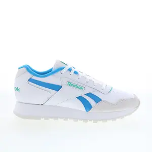 Reebok Glide Womens White Leather Lace Up Lifestyle Sneakers Shoes
