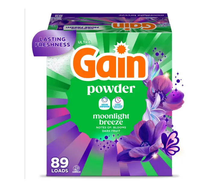Gain Powder Laundry Detergent, Moonlight Breeze Scent, 82 oz, 89 Loads